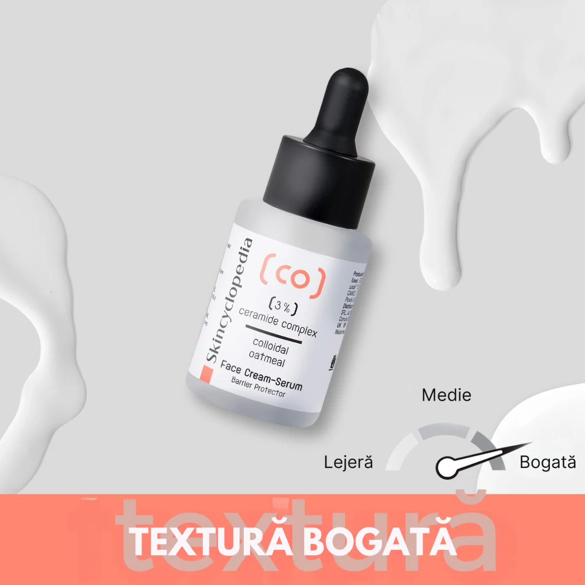 Ser facial cu 3% complex ceramide si ovaz coloidal, 30ml, Skincyclopedia
