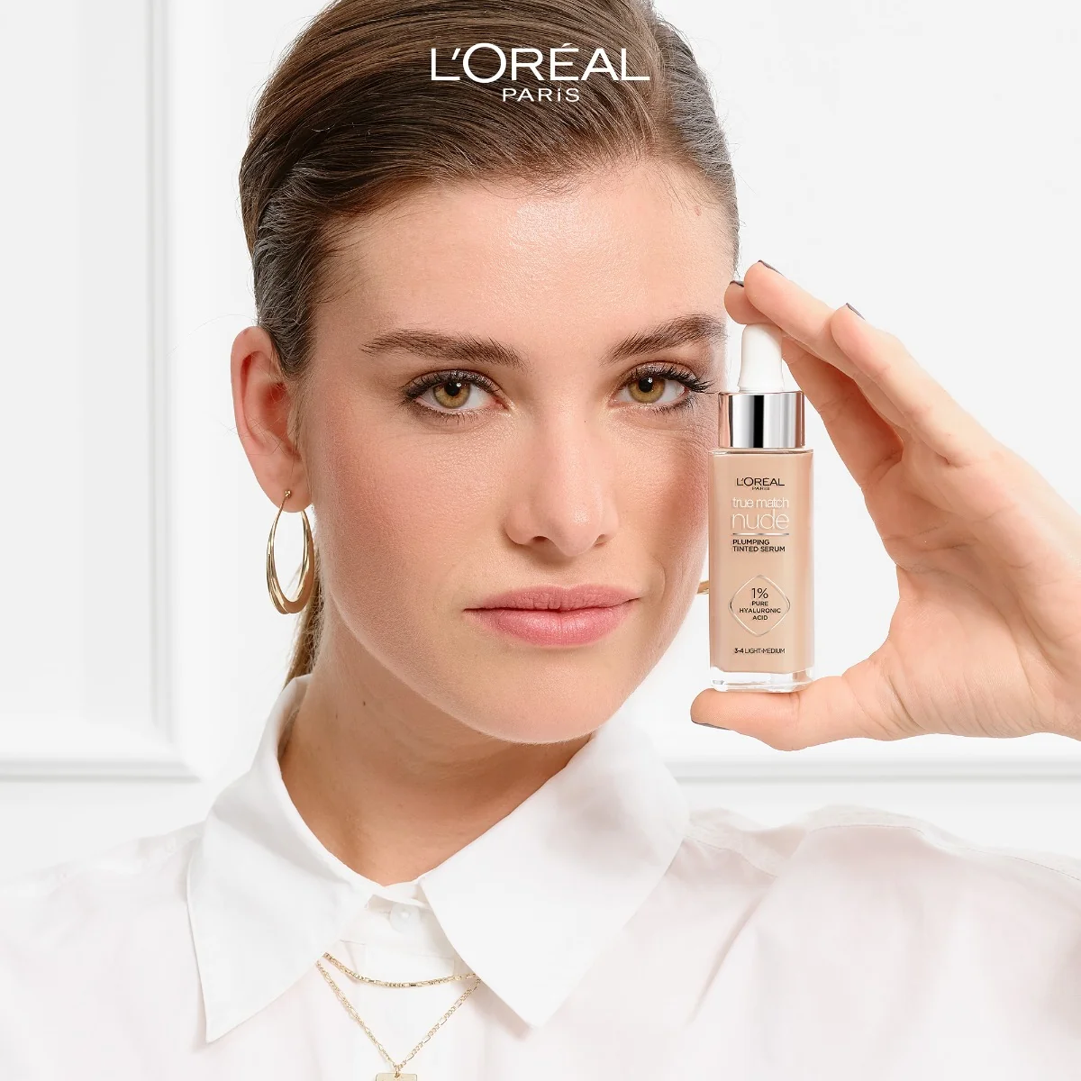 Serum redensificator infuzat cu pigmenti True Match Nude 3-4 Light Medium, 30ml, L'Oreal Paris