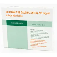 Gluconat de calciu 95mg/ml, 5 fiole x 10ml, Zentiva