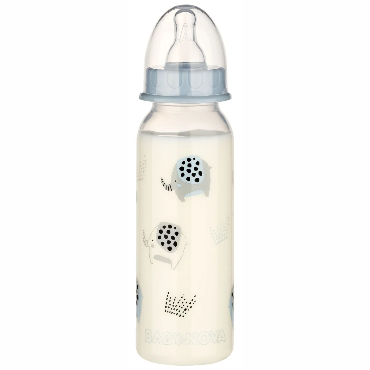 Biberon cu tetina rotunda si model cu animale, 1 bucata, BabyNova