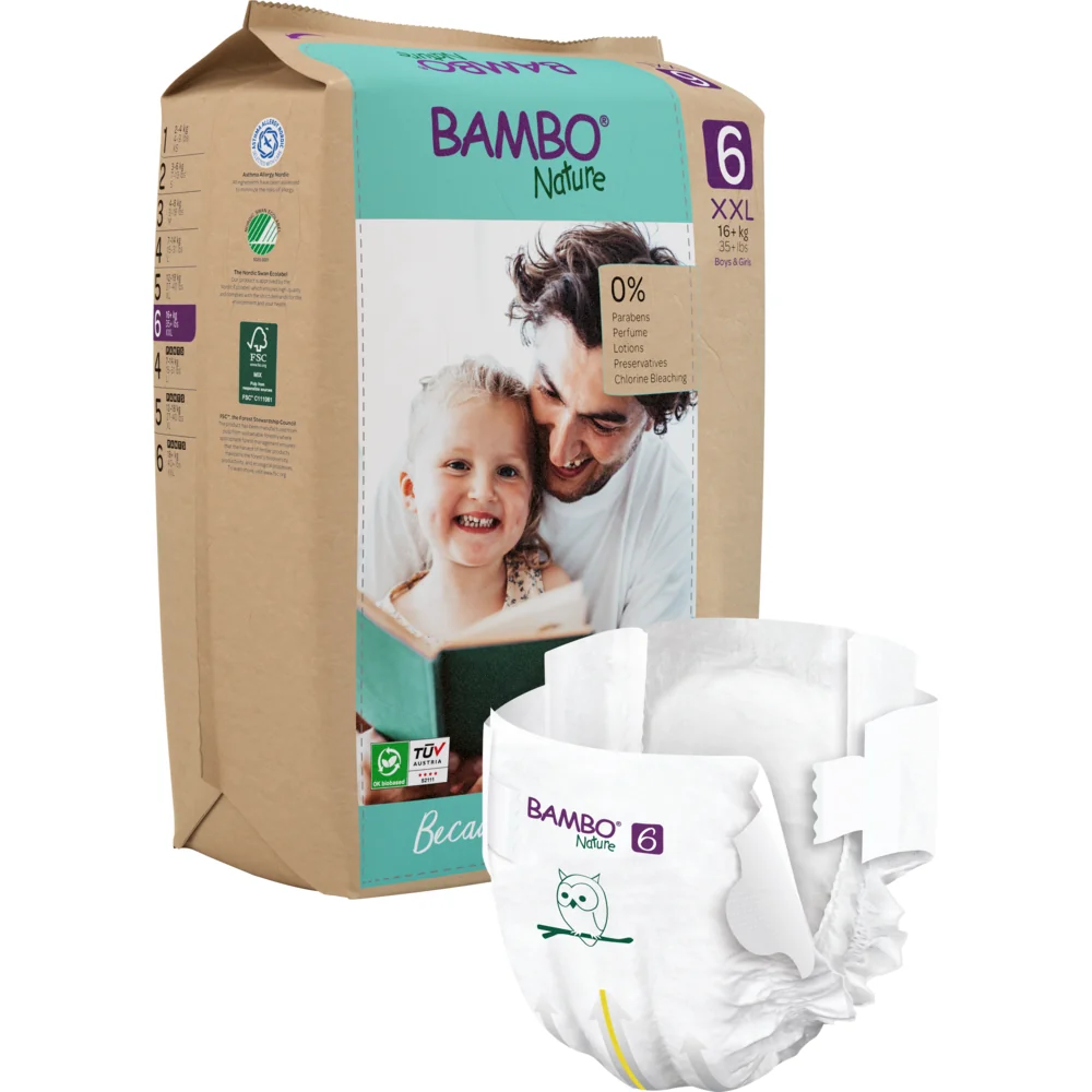 Scutece Eco Paper Bag Marimea Nr. 6 pentru 16kg+, 120 bucati, Bambo Nature