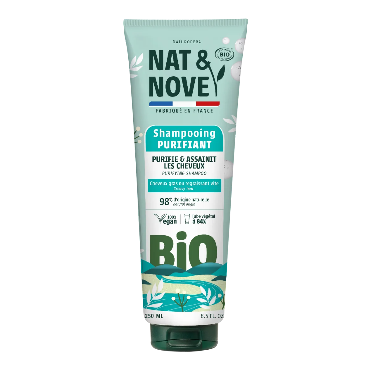 Sampon purifiant pentru par gras cu extract de urzica Bio, 250ml, Nat&Nove