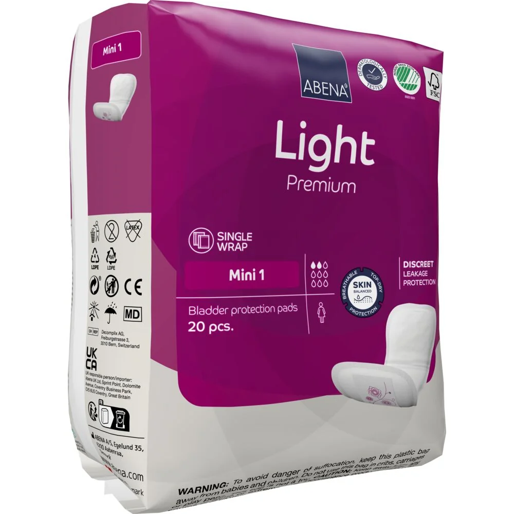 Absorbante anatomice pentru incontinenta usoara Premium Light MINI 1 cu absorbtie 180ml, 20 bucati, Abena