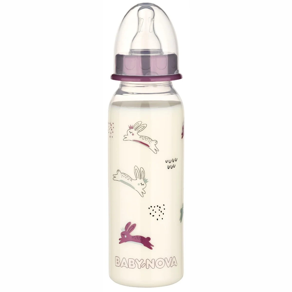 Biberon cu tetina rotunda si model cu animale, 1 bucata, BabyNova