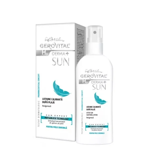Lotiune calmanta dupa plaja H3 Derma+ Sun, 150ml, Gerovital