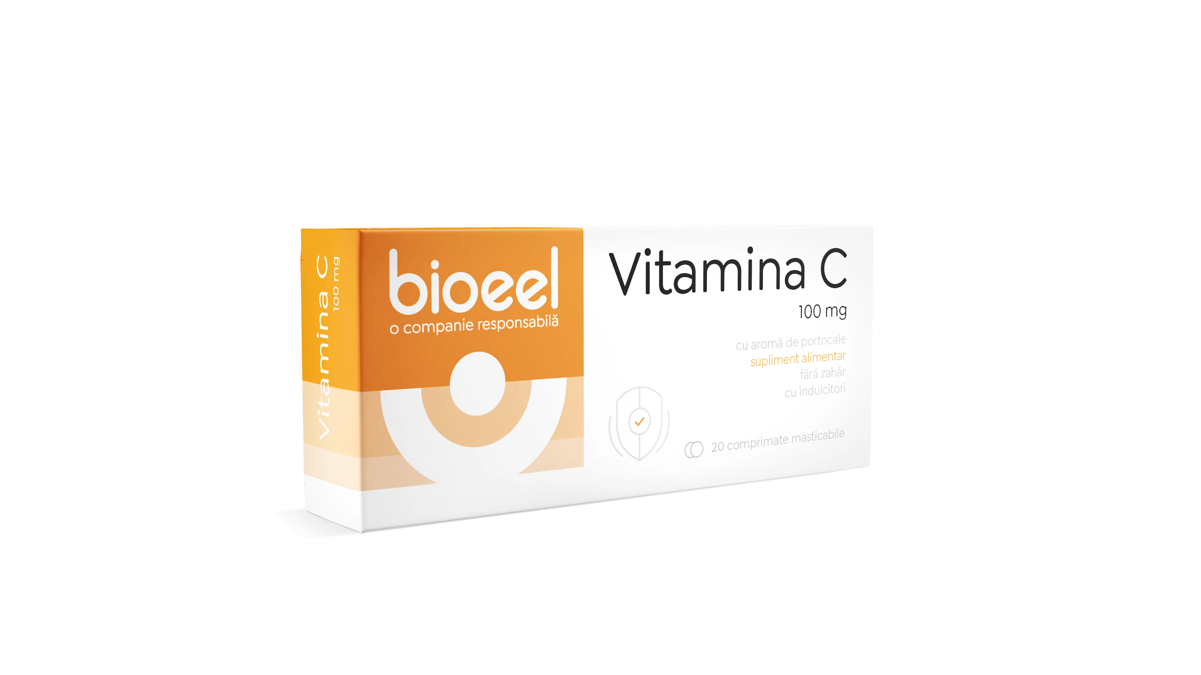 Vitamina C 100mg cu aroma de portocale, 20 comprimate, Bioeel