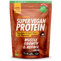 Proteina Super Vegan bio ciocolata si coama de leu cu DigeZyme, 400g, Iswari
