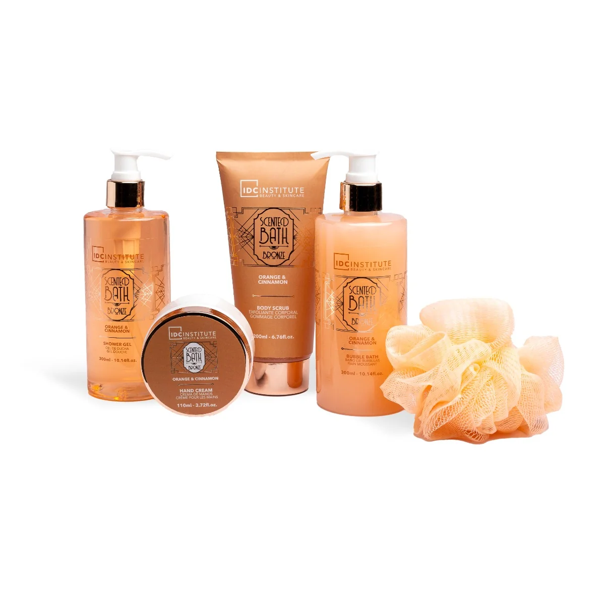 Set de baie in suport metalic Scented Bronze, 5 piese, IDC Institute
