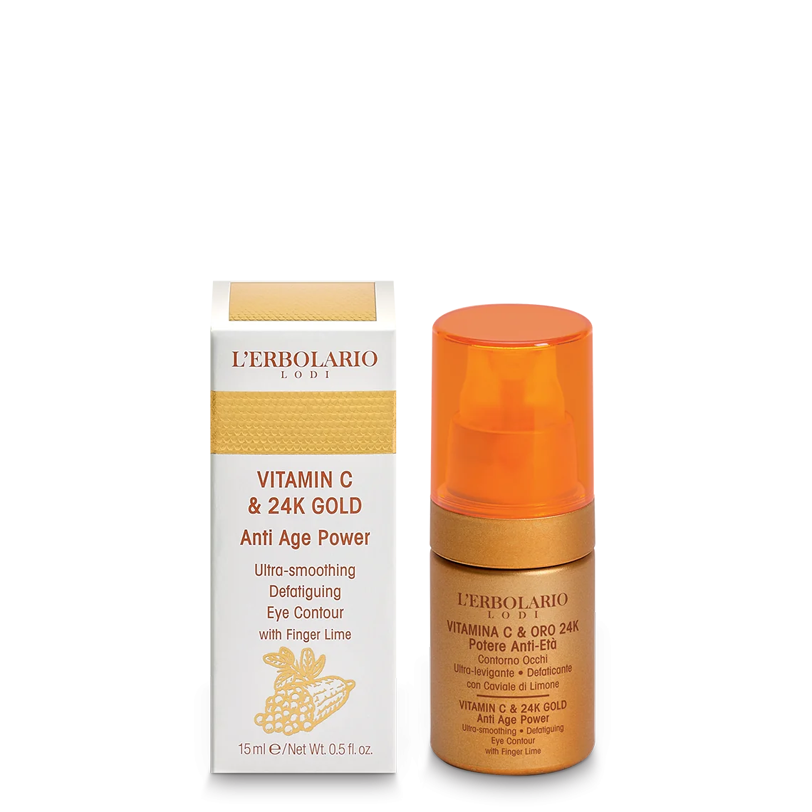 L'Erbolario Pudra de ochi Vitamina C si Aur 24K, 15ml