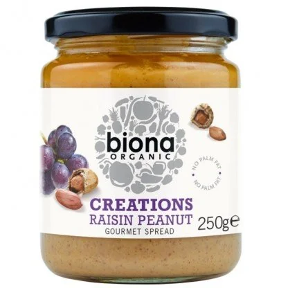 Crema tartinabila cu stafide si arahide bio, 250g, Biona Organic