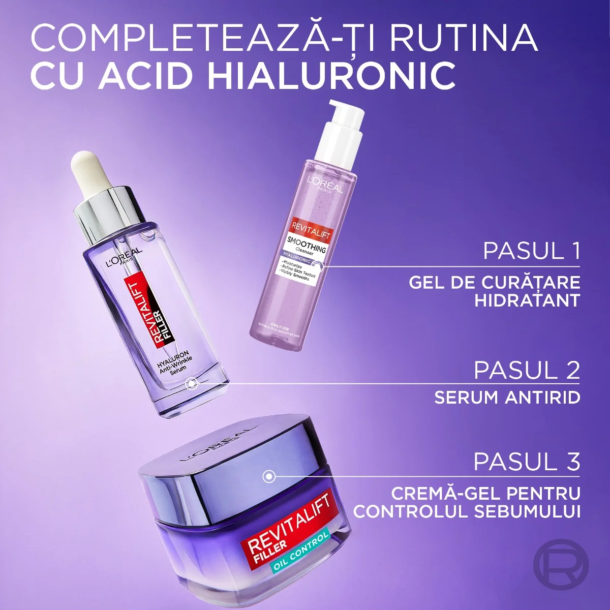 Crema matifianta cu acid hialuronic Revitalift Filler, 50ml, L'Oreal Paris