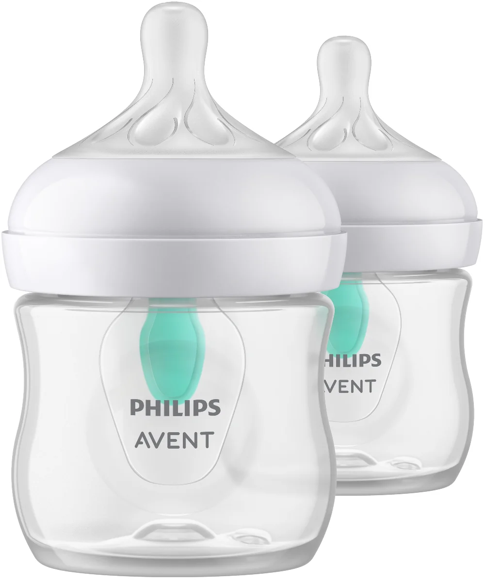 Set biberoane anti-colici pentru +0 luni SCY670/02 Natural Response, 2x125ml, Philips Avent