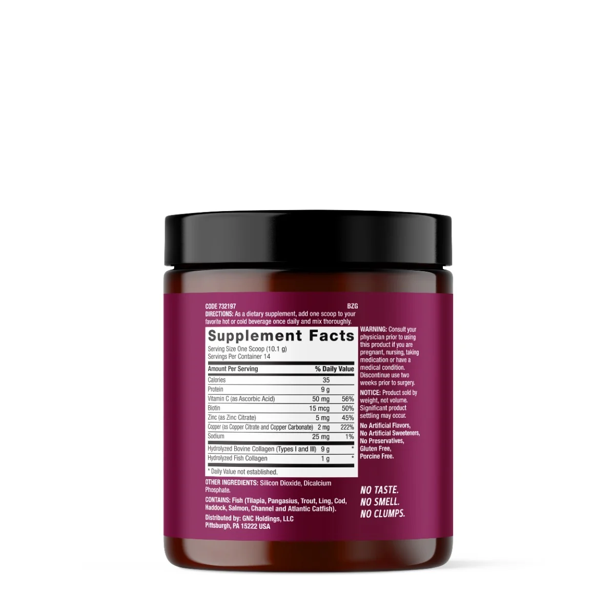 Premier Collagen Powder Formula Premium de Colagen fara Aroma, 141.4 g, GNC