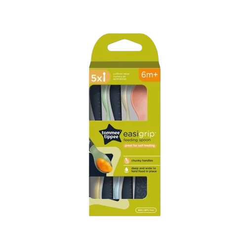 Set lingurite ergonomice multicolor +6 luni, 5 bucati, Tommee Tippee