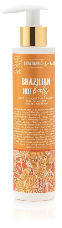 Crema termogenica pentru noapte cu rol anticelulitic Brazilian Hot Body, 200ml, Wawa Fresh Cosmetics