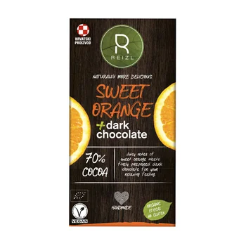 Ciocolata neagra 70% cacao cu Portocala dulce, 70g, Reizl