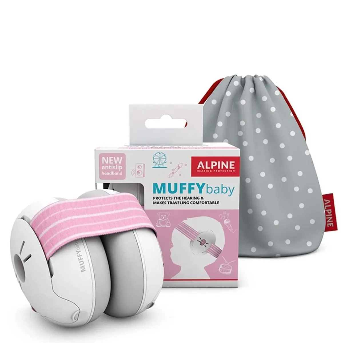 Casti antifonice pentru bebelusi de la 0-3 ani Muffy Baby Pink ALP24951, 1 bucata, Alpine 