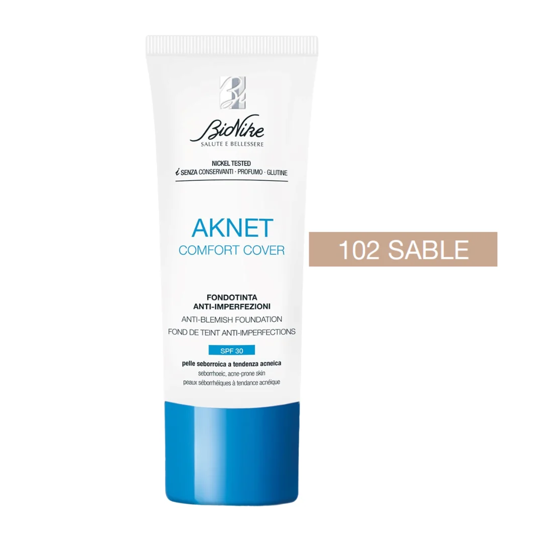 Fond de ten pentru tenul acneic Aknet Comfort Cover 102 Sable, 30ml, Bionike 