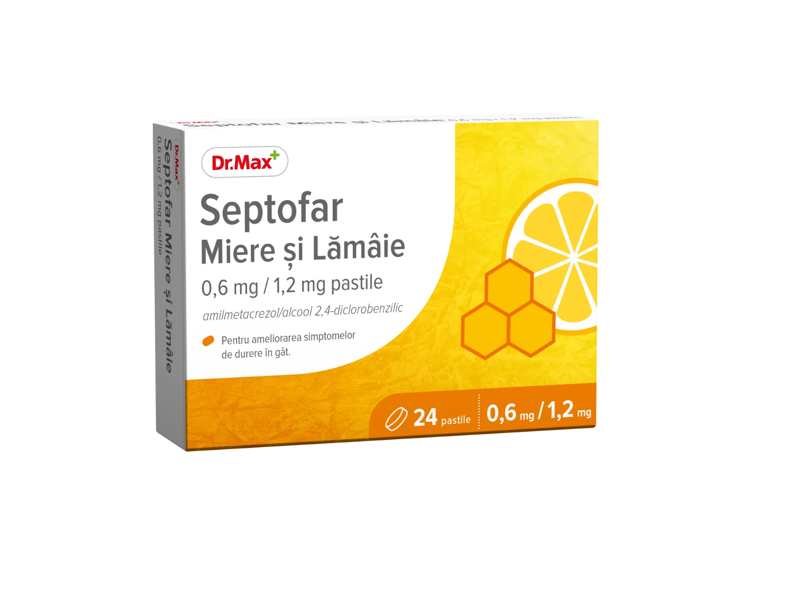 Dr. Max Septofar Miere si Lamaie 0.6mg/1.2mg, 24 pastile