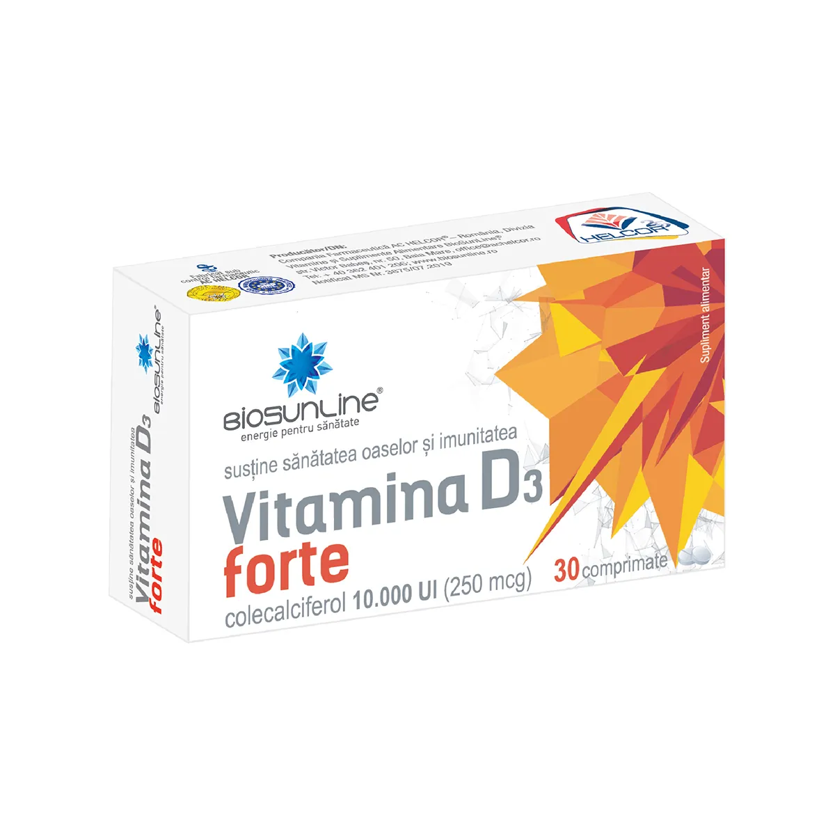 Vitamina D3 Forte, 30 comprimate, BioSunLine
