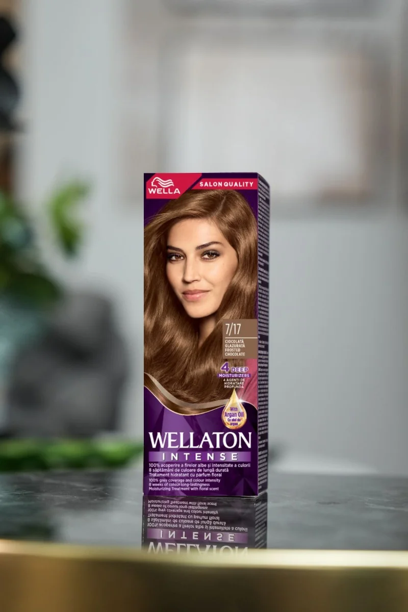 Vopsea de par permanenta Ciocolata Glazurata 7.17 Wellaton, 110ml, Wella