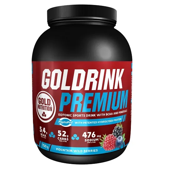 Goldrink Premium + BCAA’S cu aroma de fructe de padure, 750g, Gold Nutrition