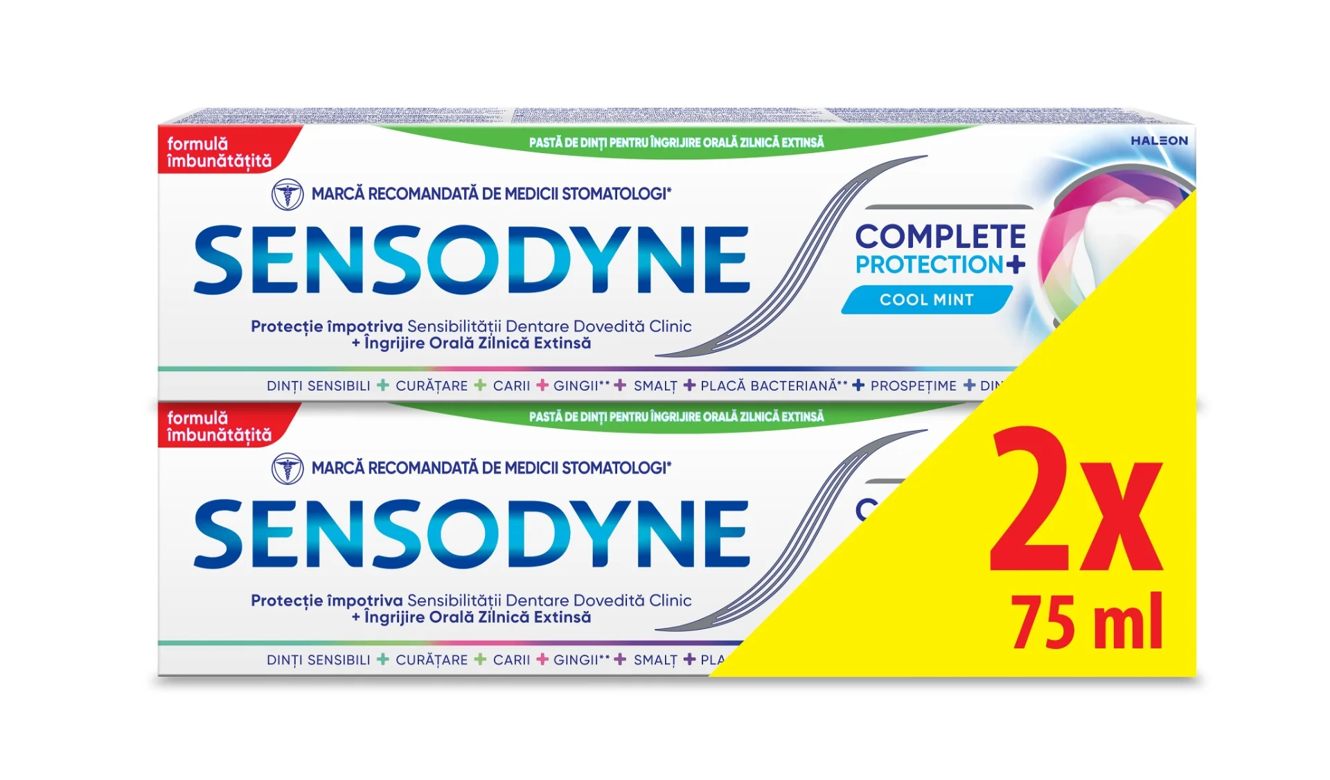 Pachet Pasta de dinti Complete Protection Cool Mint, 2 x 75ml, Sensodyne
