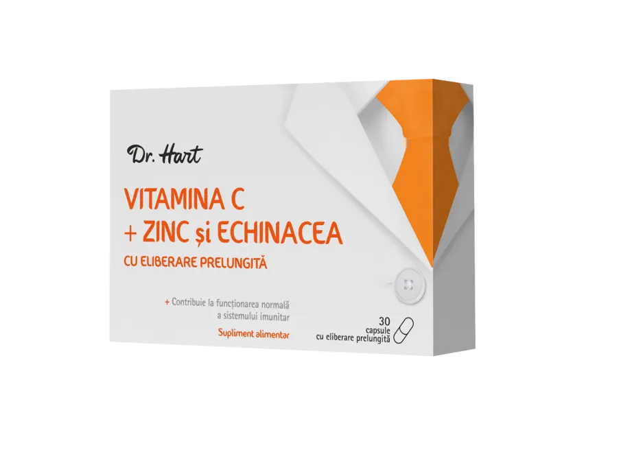Dr.Hart Vitamina C + Zinc si Echinacea, 30 capsule