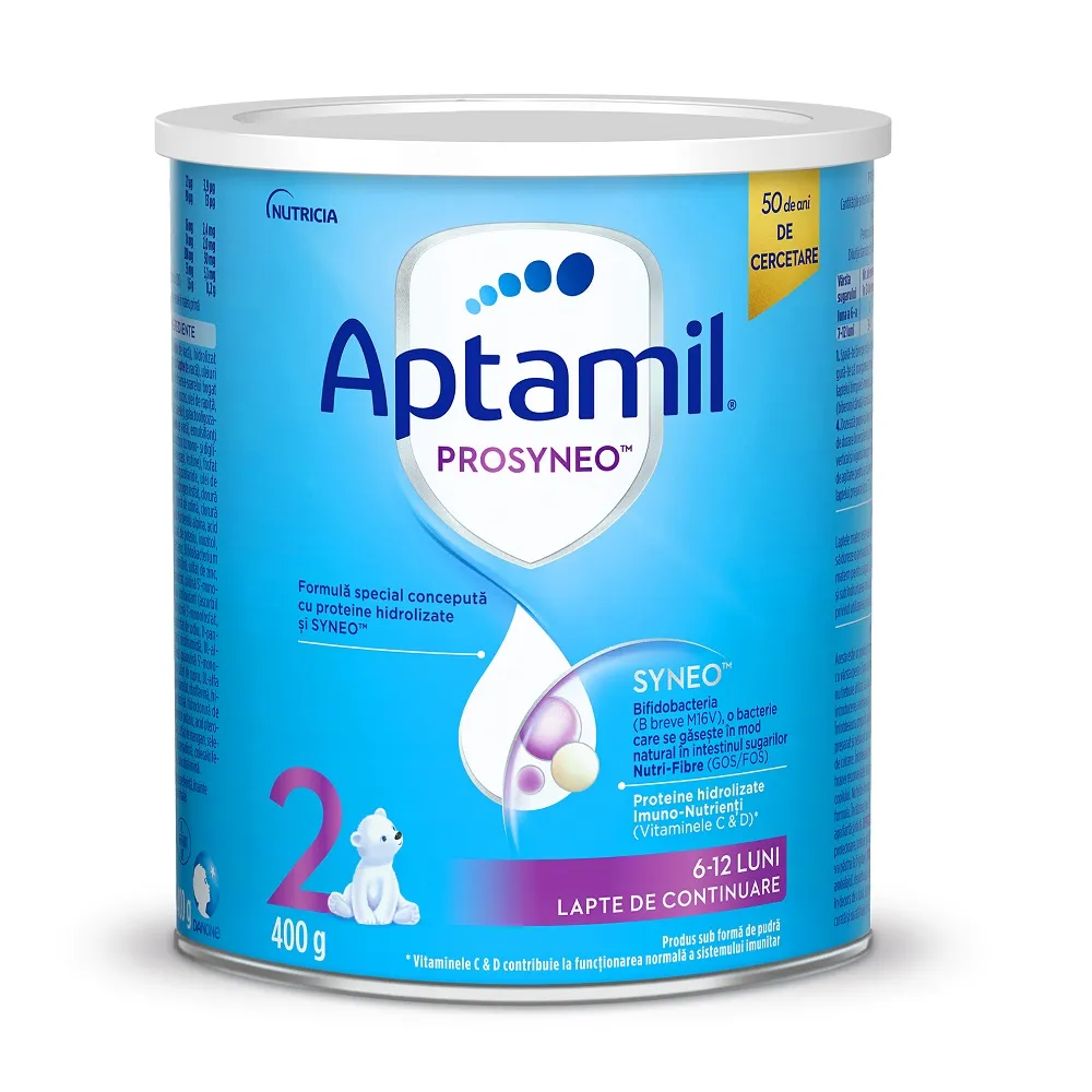 Lapte praf Aptamil PROSYNEO 2 pentru 6-12 luni, 400g, Nutricia