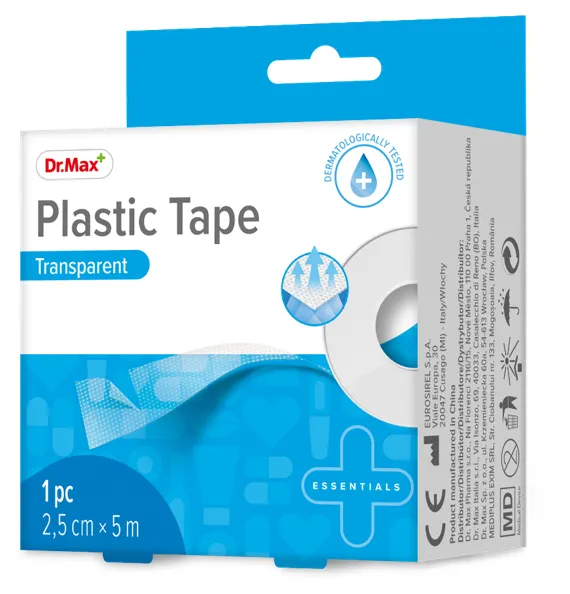 Dr.Max Plastic Tape transparent 2,5cmx5m, 1 bucata