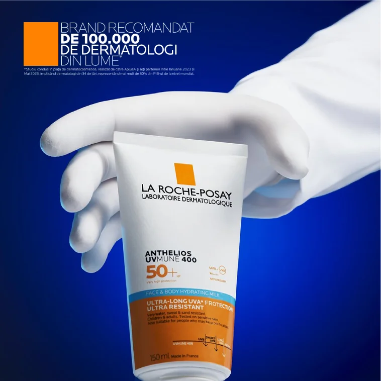 Lapte hidratant pentru fata si corp pentru pielea cu tendinta atopica a copiilor Anthelios UVMUNE 400 SPF50+, 150ml, La Roche-Posay