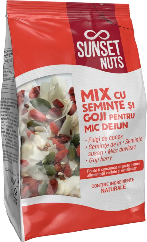 Mix cu seminte si goji pentru mic dejun, 100g, Sunset Nuts