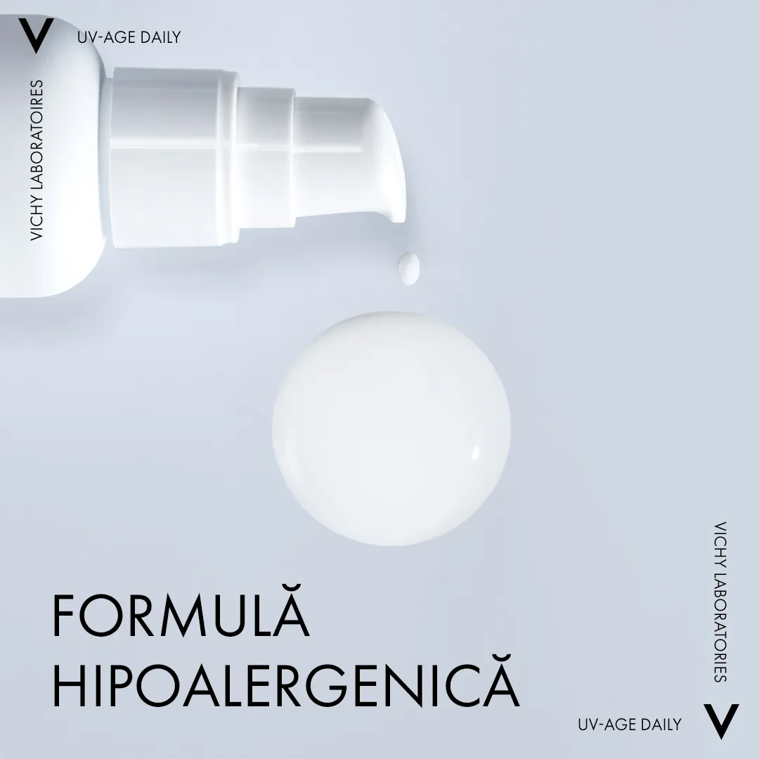 Fluid cu protectie solara SPF 50+ pentru fata impotriva foto-imbatranirii cu peptide si niacinamida UV Age Capital Soleil, 40ml, Vichy 