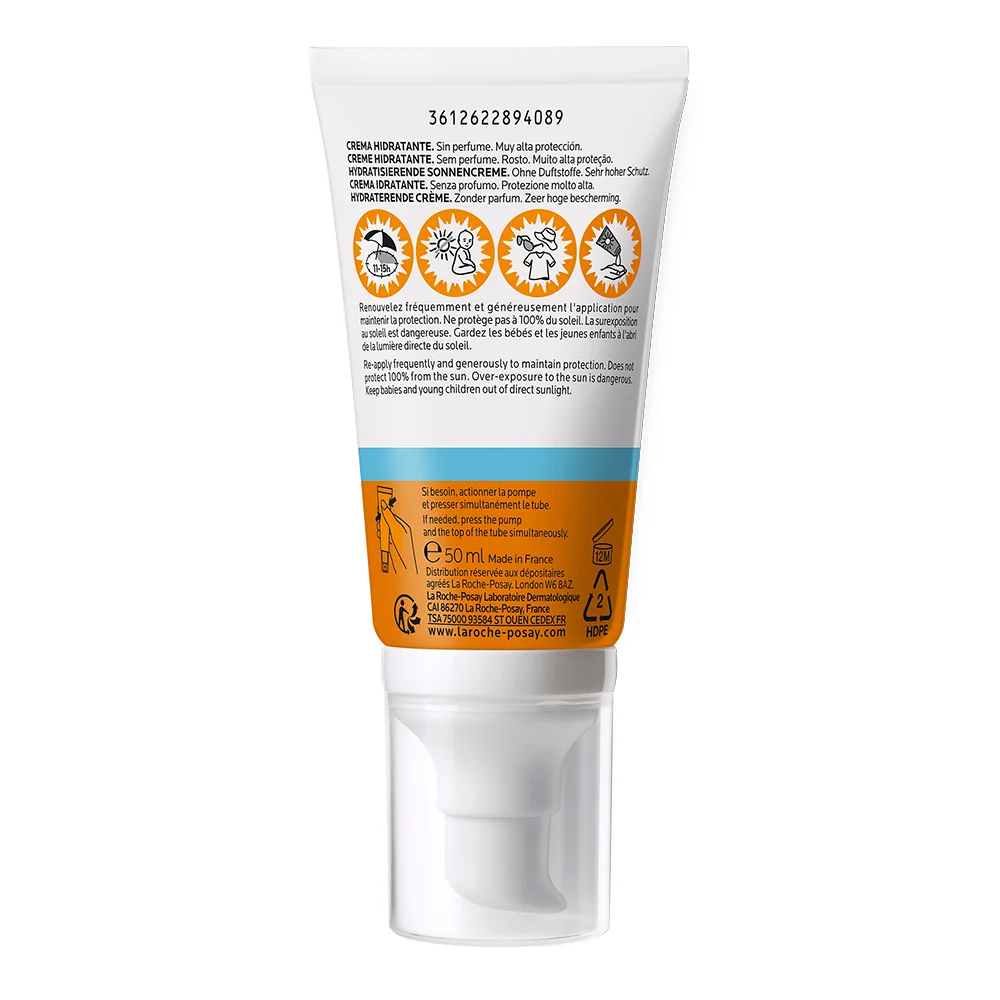 Crema hidratanta cu protectie solara SPF 50+ pentru ten sensibil sau intolerant la soare fara parfum Anthelios UV-Mune 400, 50ml, La Roche-Posay