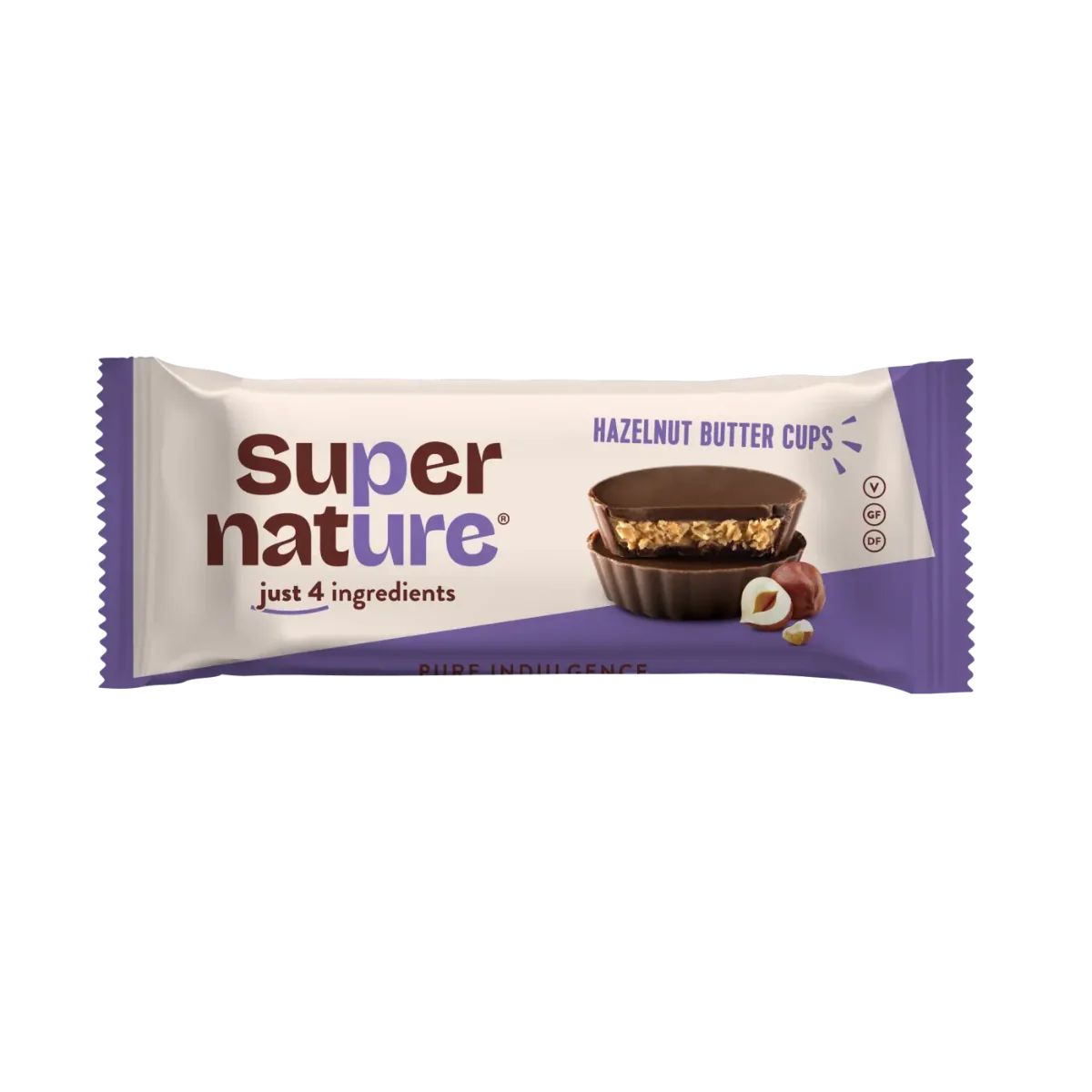 Cupe de ciocolata cu unt de alune de padure bio, 34g, Super Nature