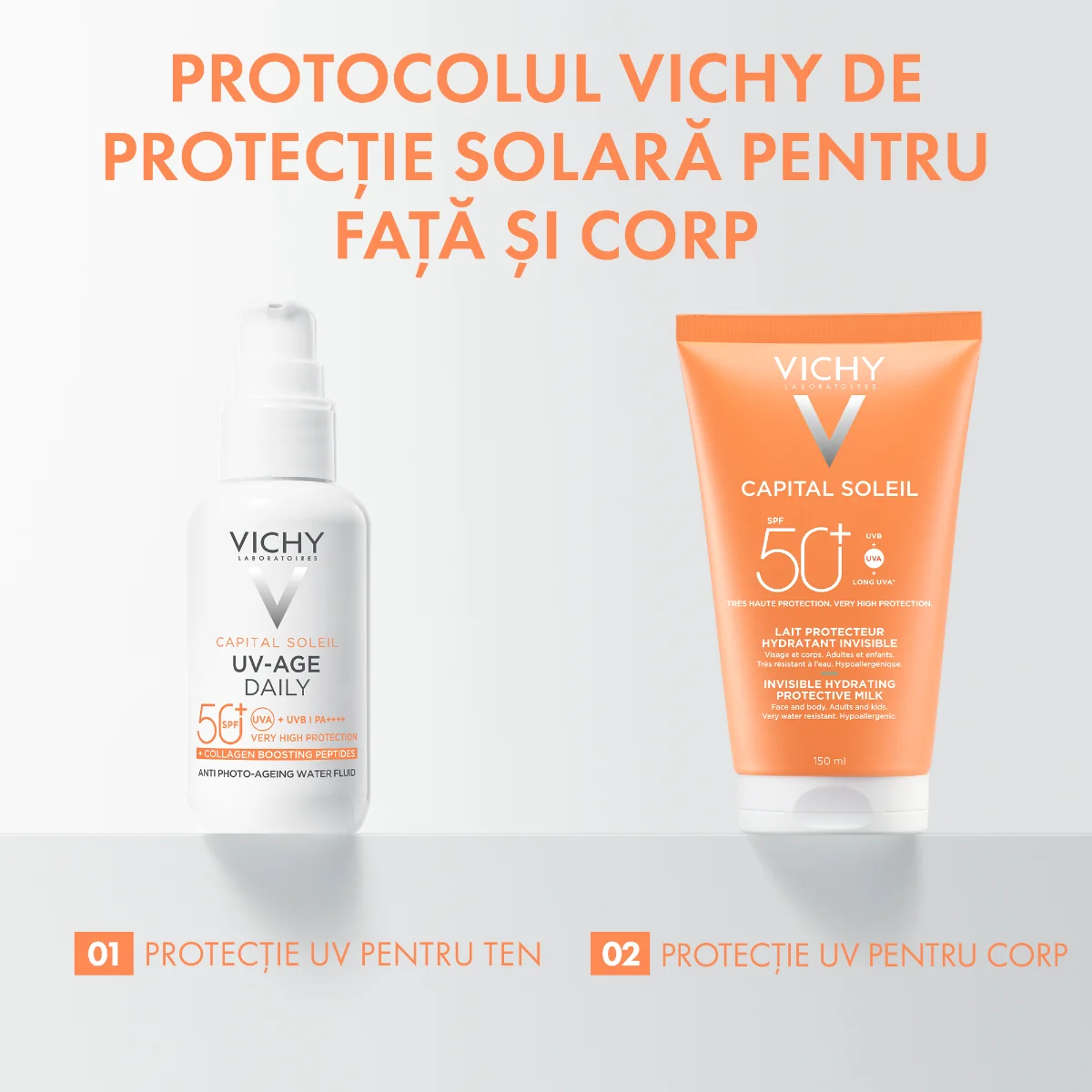 Lotiune protectoare hidratanta SPF50+ Capital Soleil, 150ml, Vichy