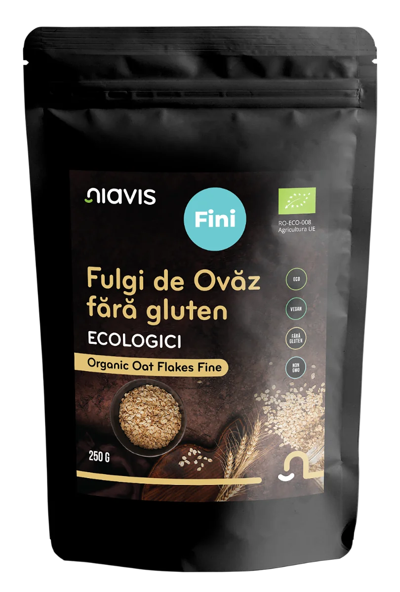 Fulgi de ovaz ecologici fara gluten, 250g, Niavis
