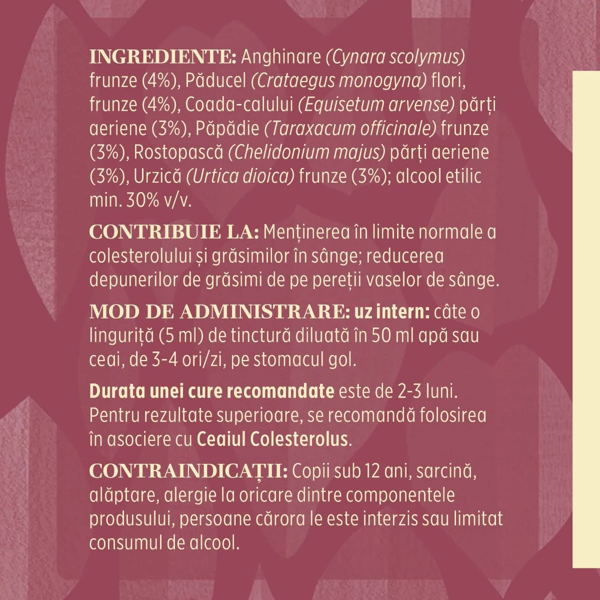 Tinctura pentru colesterol si trigliceride Colesterolus, 200ml, Faunus Plant