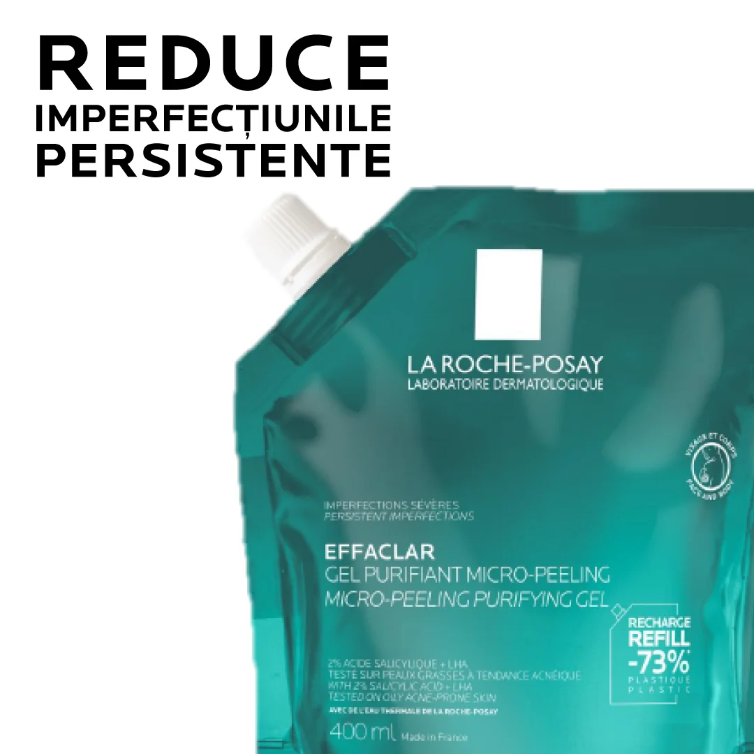Rezerva de reincarcare Gel Purifiant Micro-Exfoliant Effaclar, 400ml, La Roche-Posay