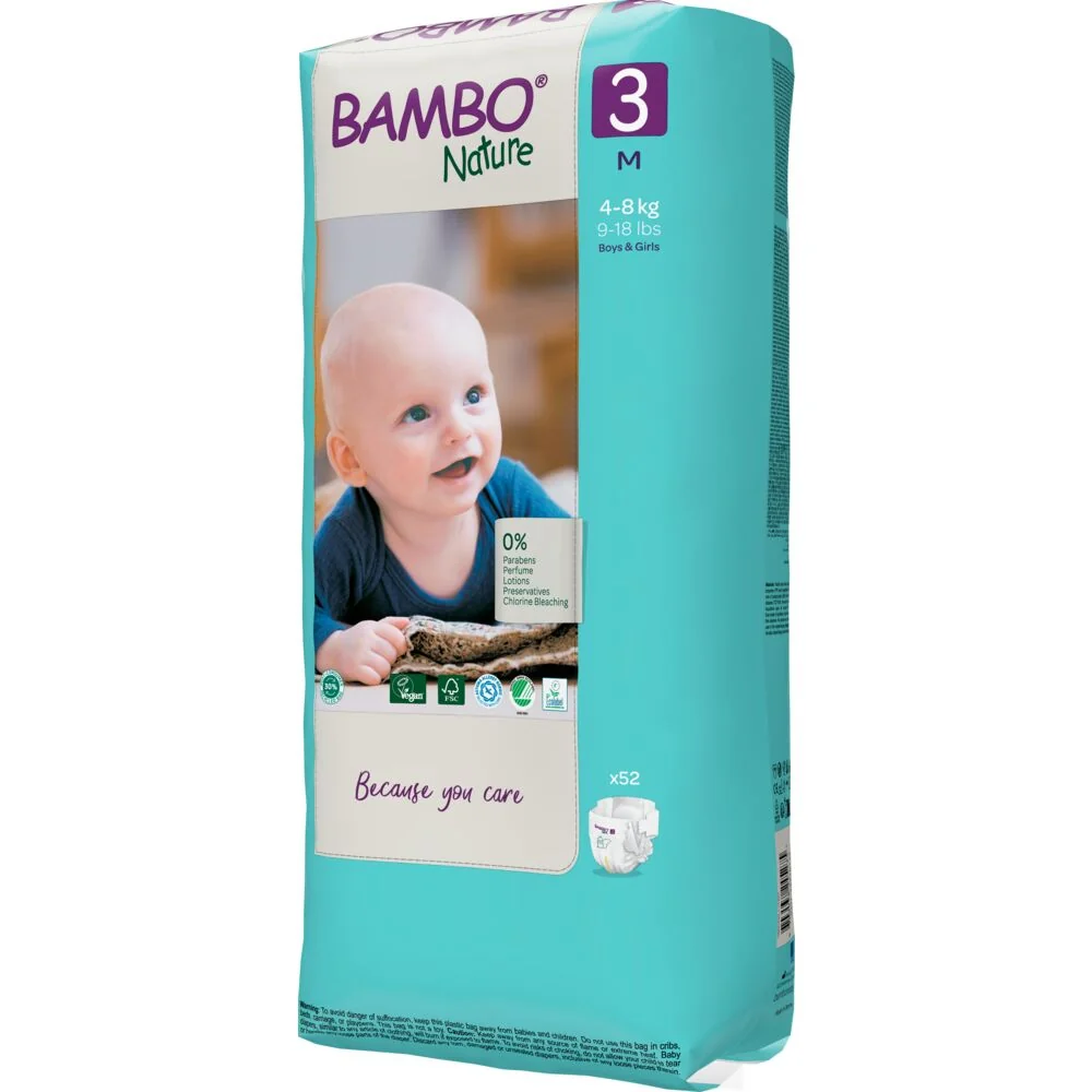 Scutece Ecolabel Tall Nr. 3 pentru 4-8 kg, 52 bucati, Bambo Nature