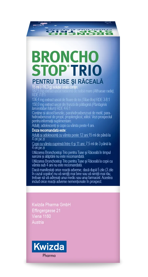 Bronchostop Trio pentru tuse si raceala solutie orala, 120ml, Bronchostop