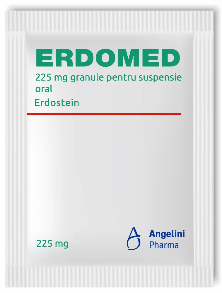 Erdomed 225mg, 10 plicuri cu granule pentru suspensie orala, Angelini