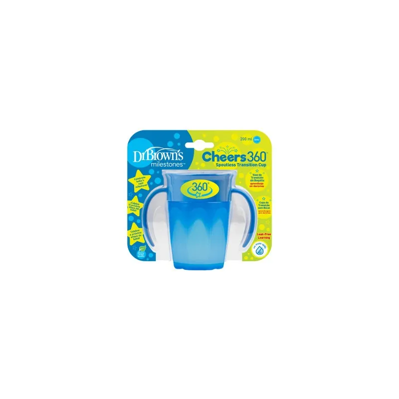 Canita albastra cu manere Cheers 360, 200ml, Dr. Brown's