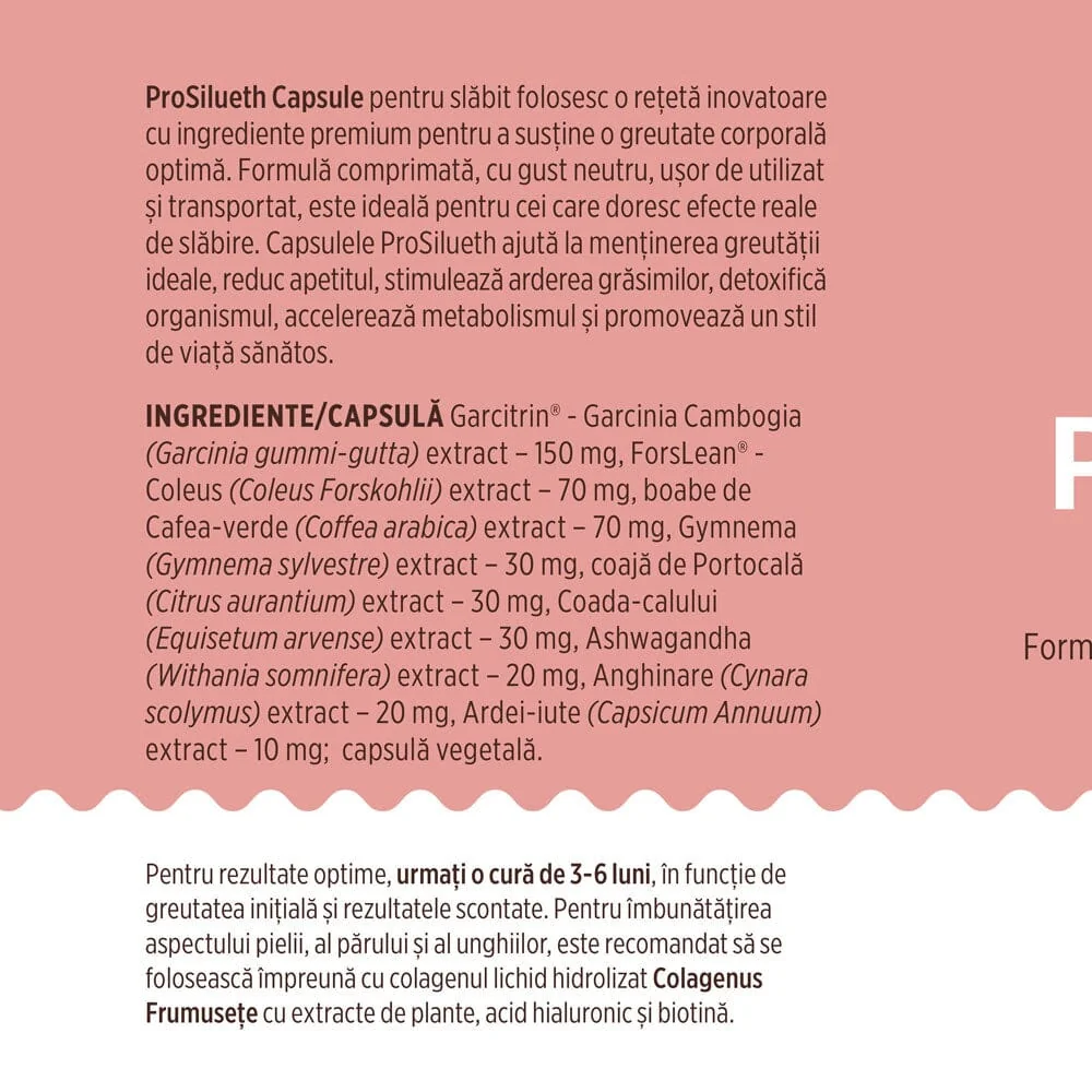 Capsule pentru arderea grasimilor si reducerea apetitului Prosilueth, 90 capsule, Faunus Plant