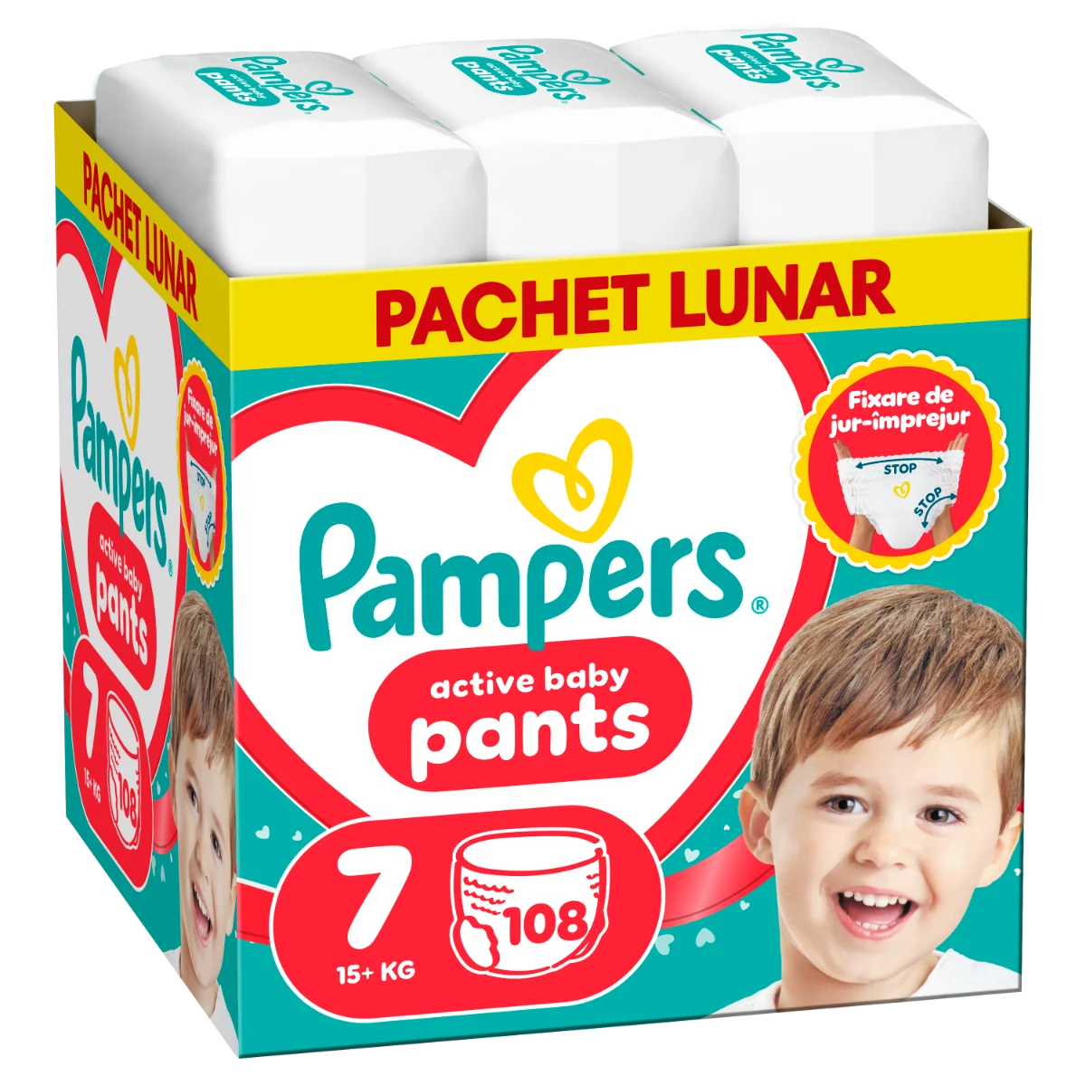 Scutece-chilotel Pants XXL Box Marimea 7 pentru 15+ kg, 108 bucati, Pampers 