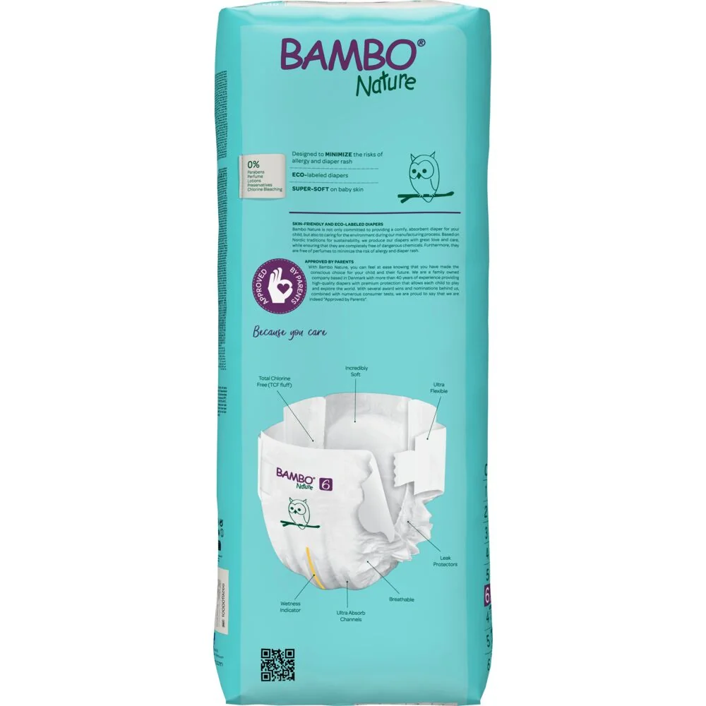 Scutece Ecolabel Tall Nr. 6 pentru 16+ kg, 40 bucati, Bambo Nature