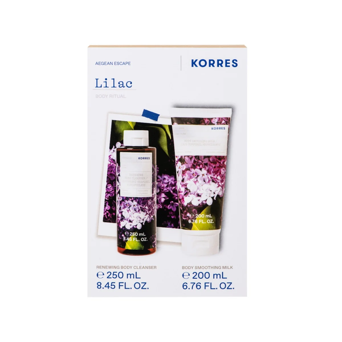 Pachet Liliac Gel de dus 250ml + Lapte de corp 200ml, Korres