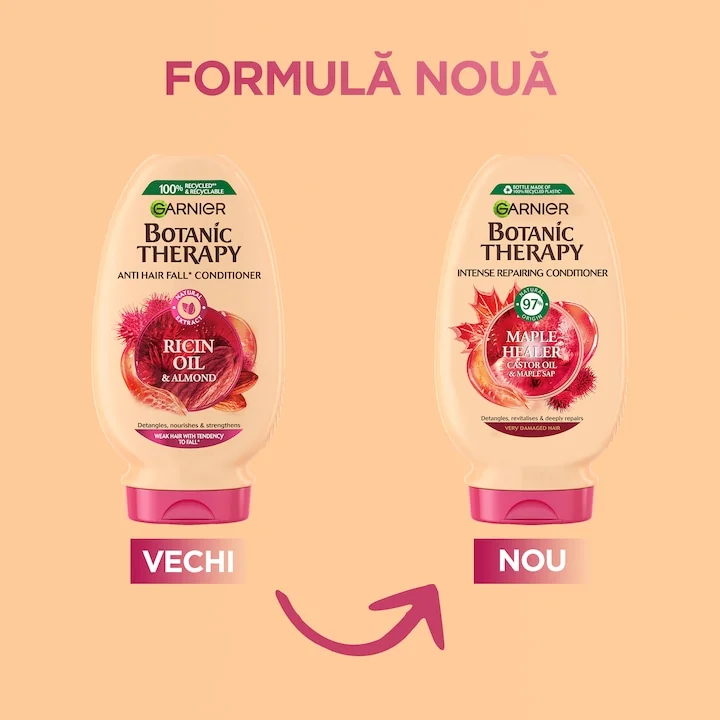 Balsam pentru par fragil cu tendinta de cadere Ricin Oil & Almond Botanic Therapy, 200ml, Garnier