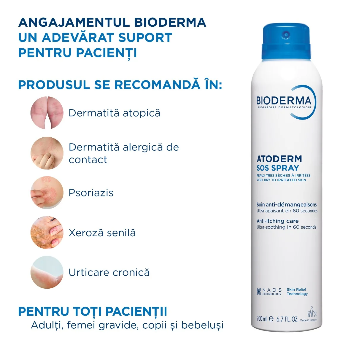 Spray SOS pentru calmarea mancarimilor Atoderm, 200ml, Bioderma
