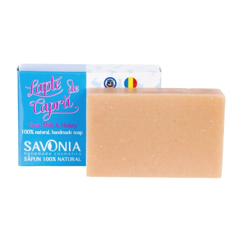 Sapun natural pentru fata maini si corp Lapte de capra si Miere, 90g, Savonia